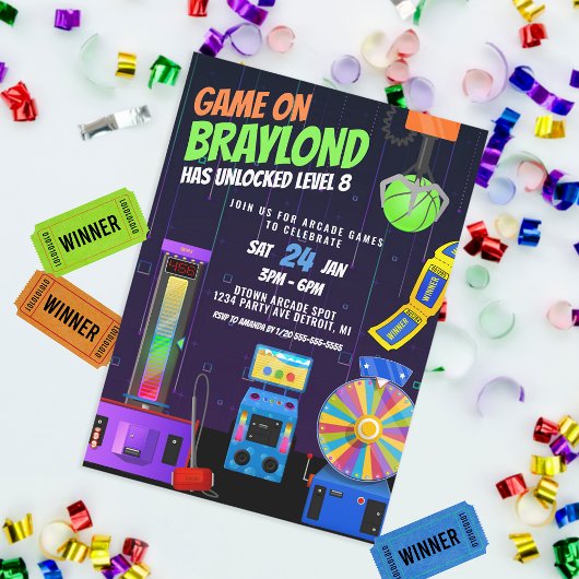 Arcade verjaardagsfeest uitnodiging