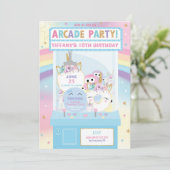 Arcade Verjaardagsfeestje Meisje Rainbow Eenhoorn Kaart (Staand voorkant)