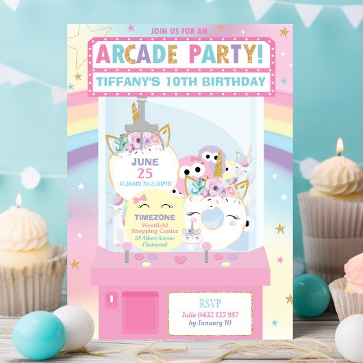 Arcade Verjaardagsfeestje Meisje Rainbow Eenhoorn Kaart