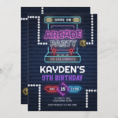 Arcade verjaardagsuitnodiging Gamer uitnodiging Ga (Voorkant / Achterkant)