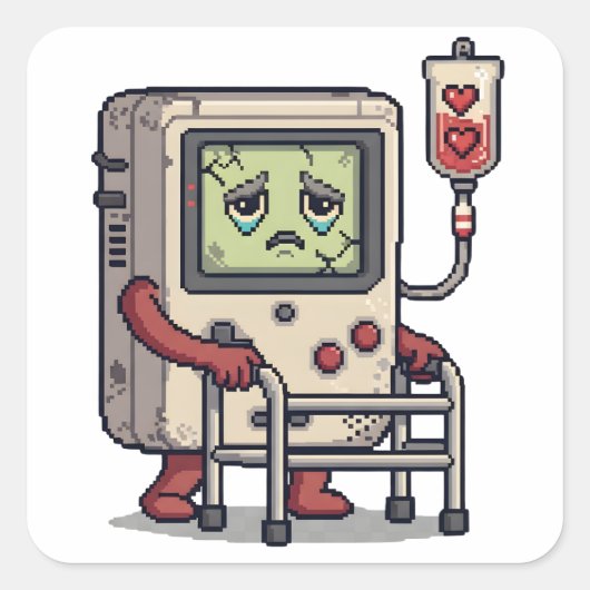 Arcade Video Game Birthday | Level Up Gamer Vierkante Sticker (Voorkant)