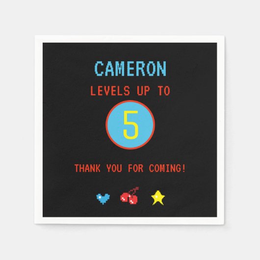 Arcade Video Game Birthday Party Hartelijk dank Servet (Voorkant)