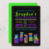 ARCADE VIDEO GAME GAMER Uitnodiging voor verjaarda (Voorkant / Achterkant)