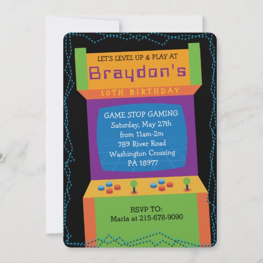 ARCADE VIDEO GAME GAMER Uitnodiging voor verjaarda (Voorkant)