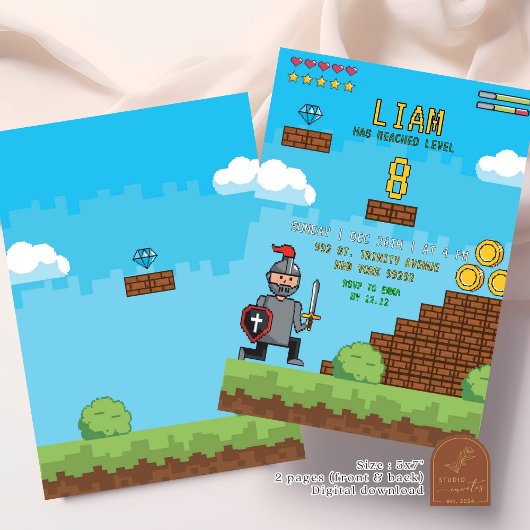 Arcade Video Game Niveau Omhoog Verjaardag Kaart