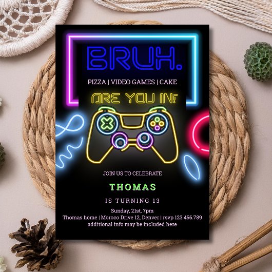 Arcade video games neon laser jongen verjaardag kaart