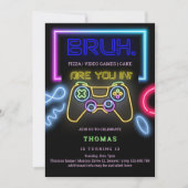 Arcade video games neon laser jongen verjaardag kaart (Voorkant)