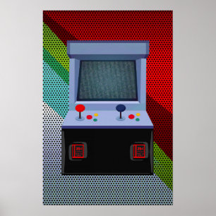 Arcade Videogame Joystick Kleurrijke Coole Muurdec Poster