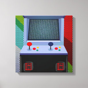 Arcade Videogame Joystick Kleurrijke Muurkunst Canvas Afdruk