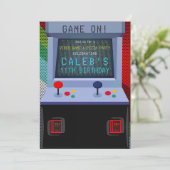 Arcade Videogame Verjaardagsfeestje Kaart (Staand voorkant)