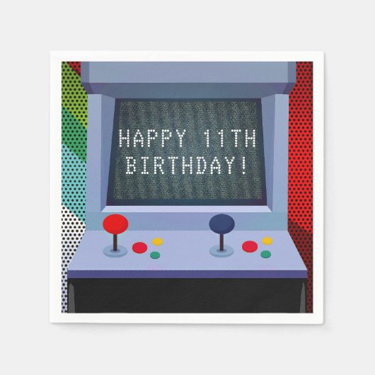 Arcade Videogame Verjaardagsfeestje Servet (Voorkant)