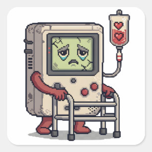 Arcade Videospel Verjaardag   Level Up Gamer Vierkante Sticker