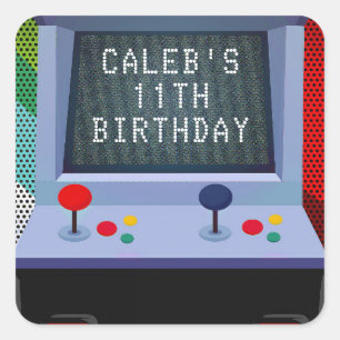 Arcade-videospel verjaardagsfeest cadeautje vierkante sticker