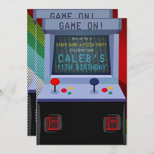 Arcade Videospel Verjaardagsfeest Kaart (Voorkant / Achterkant)