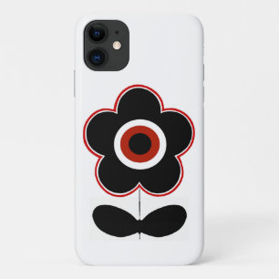 Arcades Retro Black Red Flower Power-draagtas Case-Mate iPhone Case