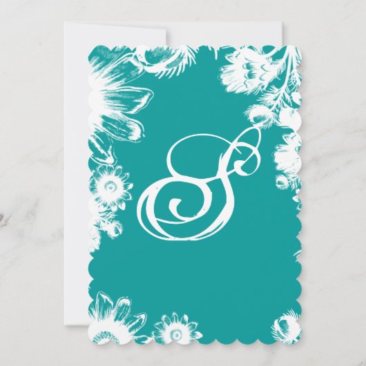 Arcadia Minty Blue Boho Bloemen Huwelijksuitnodigi Kaart (Achterkant)