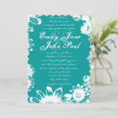 Arcadia Minty Blue Boho Bloemen Huwelijksuitnodigi Kaart (Staand voorkant)