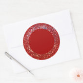 Arcadia rood met glitter lijst ronde sticker (Envelop)