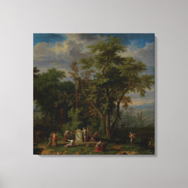 Arcadiaans landschap met een ceremoniële opofferin canvas afdruk