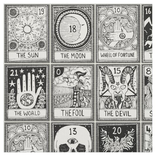 arcana tarotzwart stof (Swatch)