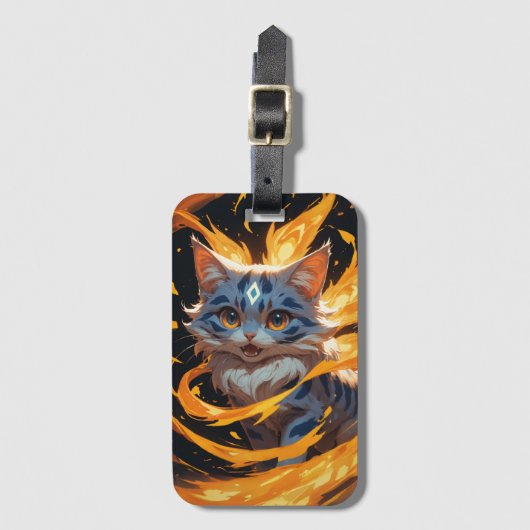 Arcane Ember: Het Vlammende Kitten Vertrouwd Bagagelabel (Voorkant (verticaal))