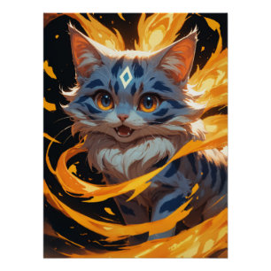 Arcane Ember: Het Vlammende Kitten Vertrouwd Perfect Poster