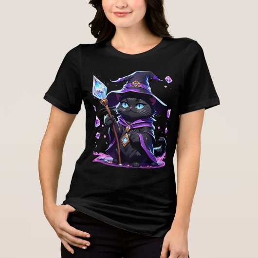 Arcane Paws - Magical Cat Wizard T-shirt (Voorkant)