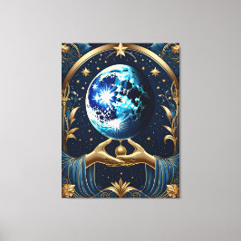 Arcane tarot schilderij met maan canvas afdruk