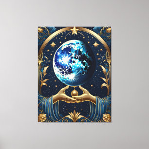 Arcane tarot schilderij met maan canvas afdruk