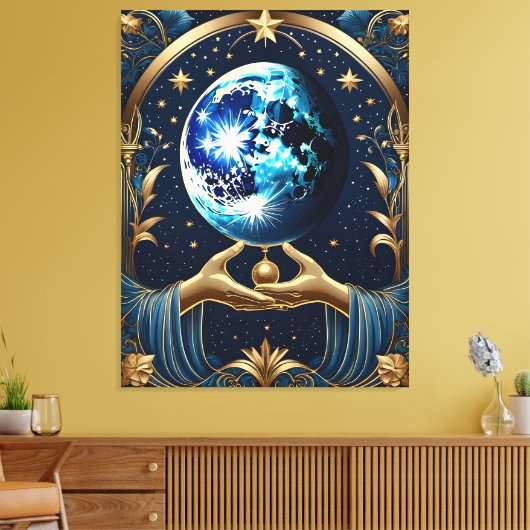 Arcane tarot schilderij met maan canvas afdruk (Insitu (Woonkamer))