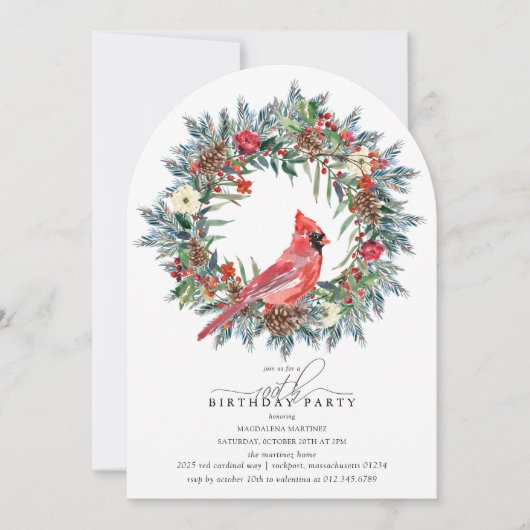 ARCH 100th Birthday Party Red Cardinal Wreath Kaart (Voorkant)