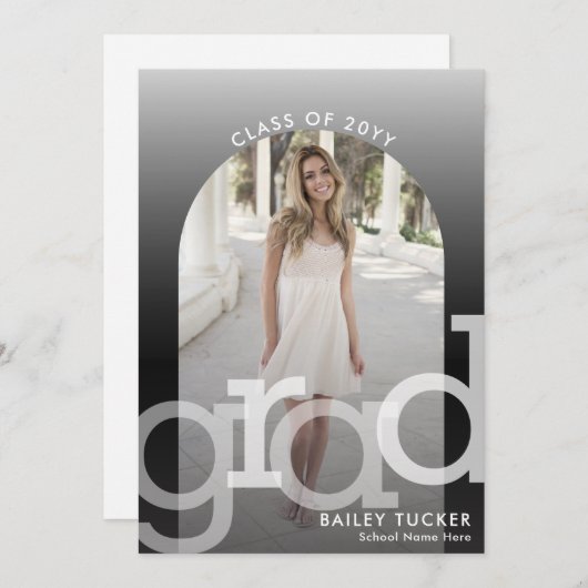 Arch 2-foto Ombre Afstuderen aankondiging (Voorkant / Achterkant)