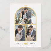 Arch 3 Foto gehuwd en prettige Folie feestdag Folie Uitnodiging (Voorkant)