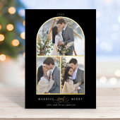 Arch 3 Foto gehuwd en prettige Folie feestdag Folie Uitnodiging