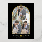 Arch 3 Foto gehuwd en prettige Folie feestdag Folie Uitnodiging (Voorkant)