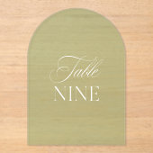 Arch Acryl Sage Groene Trouwtafel Negen Nummer Acryl Uitnodigingen (Voorkant)