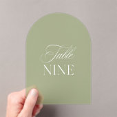 Arch Acryl Sage Groene Trouwtafel Negen Nummer Uitnodigingen (Insitu (Draagbaar))
