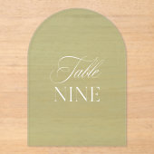Arch Acryl Sage Groene Trouwtafel Negen Nummer Uitnodigingen (Voorkant)