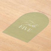Arch Acryl Sage Groene Trouwtafel Nummer Uitnodigingen (Laagn)