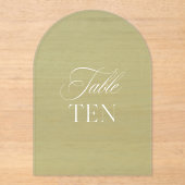 Arch Acryl Sage Groene Trouwtafel Tien Nummer Uitnodigingen (Voorkant)