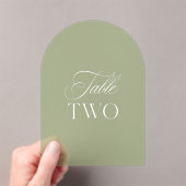 Arch Acryl Sage Groene Trouwtafel Twee Nummer Uitnodigingen (Insitu (Draagbaar))