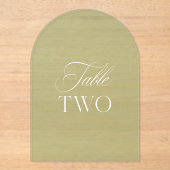 Arch Acryl Sage Groene Trouwtafel Twee Nummer Uitnodigingen (Voorkant)