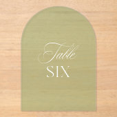 Arch Acryl Sage Groene Trouwtafel Zes Nummer Acryl Uitnodigingen (Voorkant)