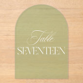 Arch Acrylic Sage Green Wedding Table 17 Number Acryl Uitnodigingen (Voorkant)