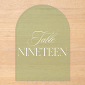 Arch Acrylic Sage Green Wedding Table 19 Number Acryl Uitnodigingen (Voorkant)