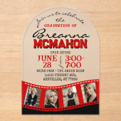 Arch Afstuderen Foto Filmstrip Rood Zwart Frosted Acryl Uitnodigingen (Voorkant)