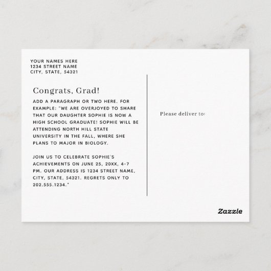 Arch Afstuderen Moderne Typografie 1-Foto Afstuder Briefkaart (Achterkant)