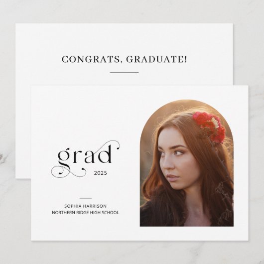 Arch Afstuderen Moderne Typografie 1-Foto Afstuder Kaart (Voorkant / Achterkant)