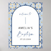 Arch Amalfi Blue Tile Baptisme Welkomstteken Poster (Voorkant)