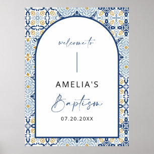 Arch Amalfi Blue Tile Baptisme Welkomstteken Poster